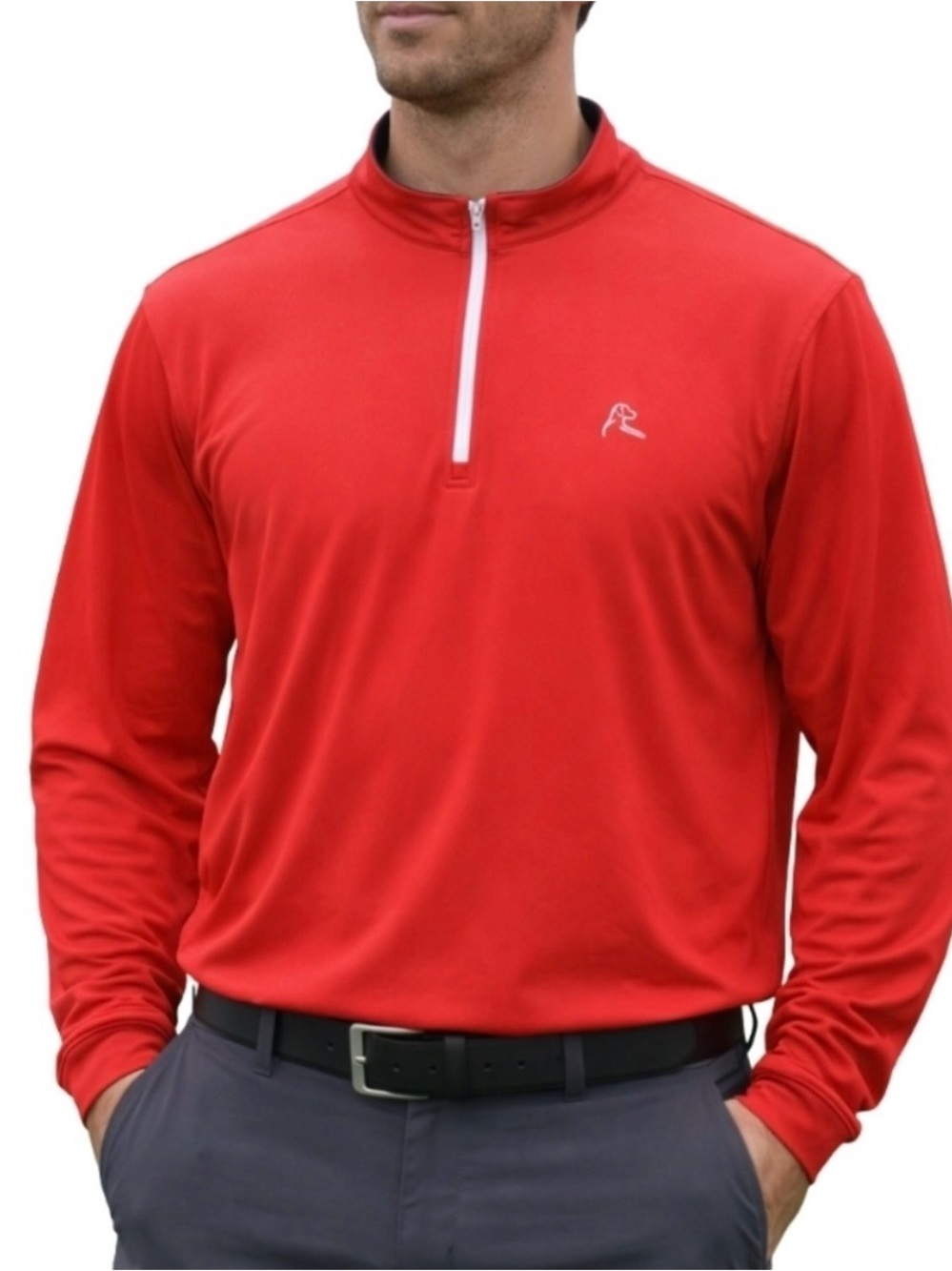 Rhoback Performance Quarter Zip Pullover Red Men’s Medium 1/4 Zip Stretch Golf